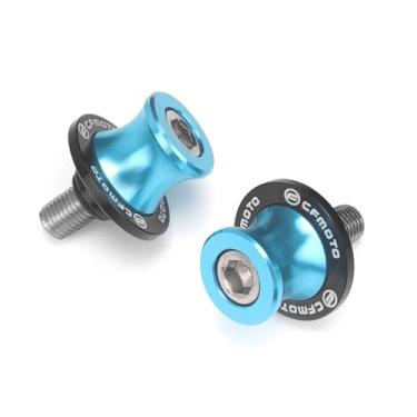 Imagem de Carretéis de braço oscilante de 10 mm 675SS com parafusos de piscina adequados para CFMOTO 675SS acessórios de barra de impacto com estrutura de suporte, alumínio CNC T6061 (azul claro)