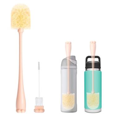 Imagem de Bluwing Limpador de escova de garrafa de água, escova de limpeza de garrafa 2 em 1 para garrafas YETI Rambler, copos de copo, outras escovas de limpeza de garrafas de água (damasco)