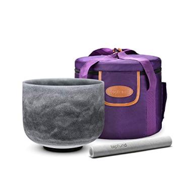 Imagem de TOPFUND Moldavite Fusion 432Hz C# Note Crystal Singing Bowl Adrenals Chakra 25 cm com estojo de transporte resistente e martelo de camurça