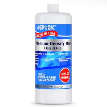 Imagem de AGPTEK Líquido para máquina de fumaça de 947 ml, suco de neblina de densidade média para nebulizadores de 400 a 1500 watts, à base de água, atmosfera espessa, ideal para locais internos e externos