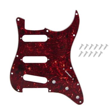 Imagem de DIAO79NI Pickguard SSS Strat de 11 furos para guitarra elétrica Fender USA/Mexican Made Standard Stratocaster estilo moderno, concha de tartaruga vermelha, 4 camadas.