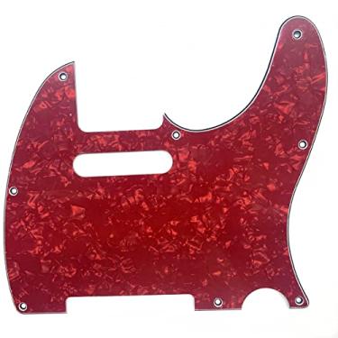Imagem de Dopro 8 furos Tele Guitar Pickguard placa de arranhão serve para usa/mexicano Fender Telecaster Red Pearl