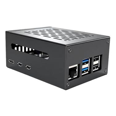 Imagem de ICIEN Capa de metal para Raspberry Pi 5, suporta PCIe M.2 Key-M NVMe SSD Shield X1001/X1004/N04/N05/M901 e Raspberry Pi 5 Active Cooler