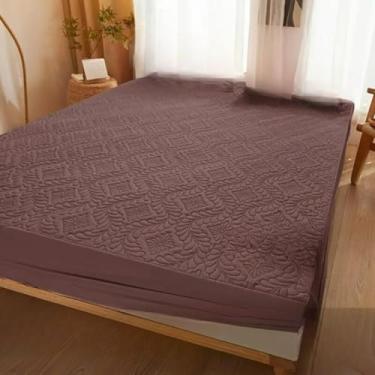 Imagem de Capa Protetora ImpermeáVel Para ColchãO - 100% à Prova D'áGua Matelada Com EláStico - Anti-áCaros E HipoalergêNica - Para ColchãO Casal, Queen E King(Marrom,Casal)