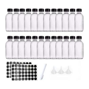 Imagem de Ysyqkn Mini garrafas vazias, garrafas redondas de vidro, de amostra transparentes compactas para uso decorativo, molhos de viagem, laboratório de sucos, 24 Unidades de 4