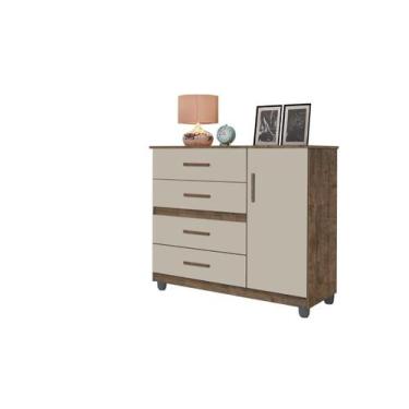 Imagem de Cômoda Sapateira PR 4 Gavetas + 1 Porta Cor Canela / Off White - SAO M