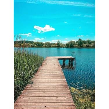 Imagem de Quadro Decorativo com Estampa Pier Over Lake Againstsky 30 x 30 Papel 2 unidades