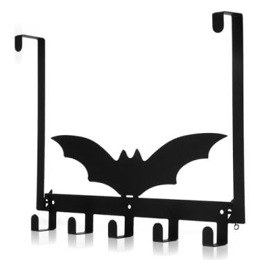 Imagem de AojSup 1 gancho de morcego sobre a porta de Halloween gótico para decoração de banheiro suporte de parede para toalha, chapéu, casaco, pano, chaveiro, bolsa, organizador de casa