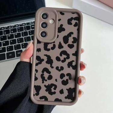 Imagem de Capa com corrente de pulso de leopardo para Samsung S25 Plus Ultra S24 FE A16 A06 A26 36 A56 M13 M35 M55 M32 Capa de telefone com alça de gato, J15, café, para M35