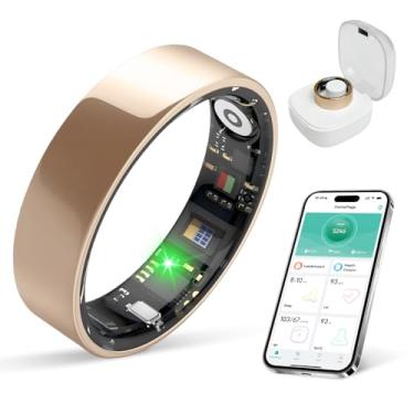 Imagem de BIEMHA Anel inteligente com monitoramento de sono, vida útil da bateria de 10 dias, estresse/frequência cardíaca/rastreador de saúde feminina, sem assinatura de aplicativo, compatível com Android e