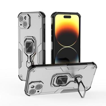 Imagem de SORAKA Capa para iPhone 15 Plus com suporte metálico giratório de 360 graus peça de ferro magnética para suporte magnético para telefone de carro
