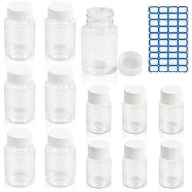 Imagem de GTILE Frasco de comprimidos de plástico transparente de 12 peças, frascos de medicamentos vazios de 30 ml/80 ml com tampas, frasco de amostra de suporte de armazenamento recarregável, frasco pequeno