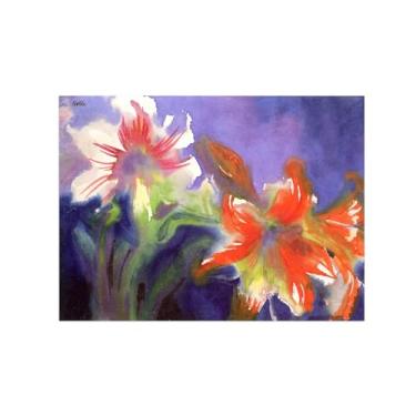 Imagem de Flores Pintura em tela Famosa Pintura Reprodução-Quadros para sala de estar-Flores brancas e vermelhas-Pôster e impressões 50x70cm Sem Moldura
