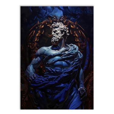 Imagem de Placa Decorativa Estatua Grega Marco Aurélio Estoicismo Decoração Poster Quarto Sala