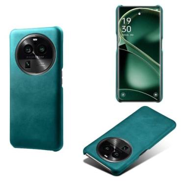 Imagem de Capa para OPPO Find X6 Pro,Proteção contra quedas,Casca de volta de cor sólida simples,Design de couro de imitação de plástico-Green