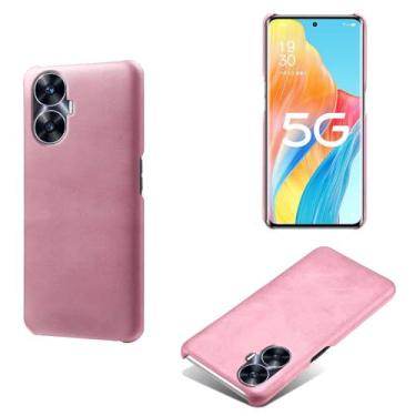 Imagem de Capa para OPPO Realme C55,Proteção contra quedas,Casca de volta de cor sólida simples,Design de couro de imitação de plástico-Pink