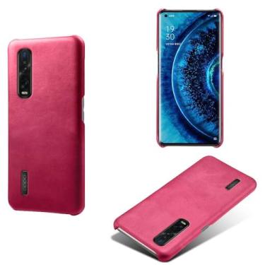 Imagem de Capa para OPPO Find X2 Pro,Proteção contra quedas,Casca de volta de cor sólida simples,Design de couro de imitação de plástico-Rose
