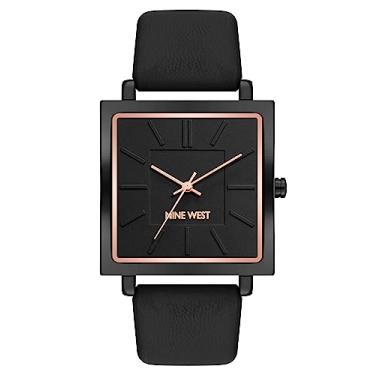 Imagem de Nine West Relógio feminino com alça, Preto/cinza metálico