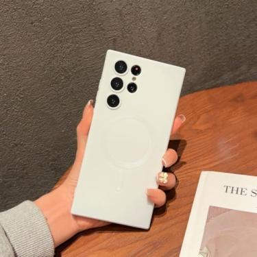 Imagem de Capa magnética fosca de luxo para Samsung Galaxy S24 S22 S21 S23 S25 Ultra S25 Plus S25 Fe com carregamento sem fio (para Samsung S22 Plus/branco)