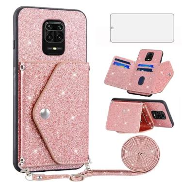 Imagem de Asuwish Capa de telefone para Xiaomi Redmi Note 9 Pro/Note 9s/Note9 Pro Max/Poco M2 Pro Capa carteira com protetor de tela e alça transversal com glitter brilhante para cartão Redme Note9S Note9Pro 4G