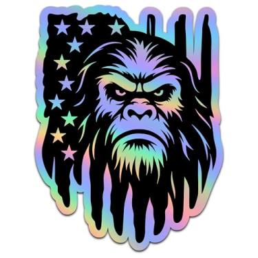 Imagem de Adesivo decalque holográfico fosco à prova d'água 15,2 cm de vinil ao ar livre carro caminhão barco capacete laptop águia patriótica Pé grande design de fé cristã (patriota do pé)