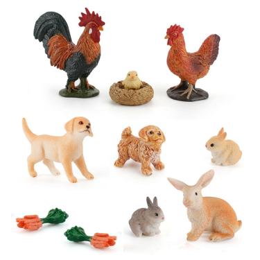 Imagem de Conjunto de bonecos de animais de fazenda em miniatura, 3 peças de brinquedo infantil de PVC de 3 anos ou mais