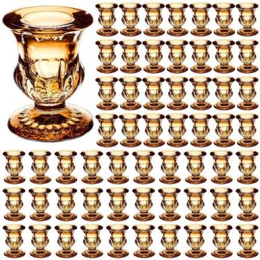 Imagem de Castiçais de vidro dourado Foaincore, 60 peças, 6,3 cm de altura