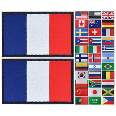 Imagem de JBCD Pacote com 2 emblemas da bandeira francesa, emblema tático da bandeira do orgulho para roupas, chapéu, equipe militar