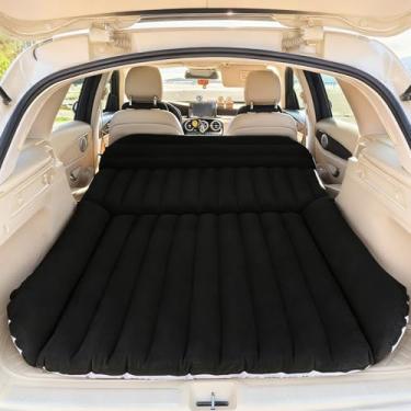 Imagem de QDH Colchão de ar para carro SUV – Cama inflável no banco traseiro com bomba de ar elétrica, almofada de dormir portátil para acampamento, viagem, cama de carro inflável (preto para SUV)