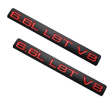 Imagem de SSDD 2pcs New 6.6L L8T V8 Liter Gas Emblems 3D Engine Hood Badge Replacement for 2020-2022 Chevrolet Silverado 2500HD 3500HD Z71 Gmc Sierra Door Decal Nameplate OEM (Red/Black), (CH-6.6LL8T)