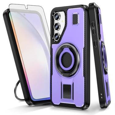 Imagem de Asuwish Capa de telefone para Samsung Galaxy A55 5G com protetor de tela de vidro temperado e suporte de anel à prova de choque, suporte protetor, suporte móvel, acessórios para celular A 55 55A A555G
