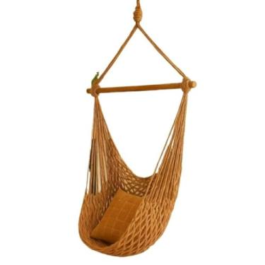 Imagem de Cadeira Balanço Suspensa Algodão Reforçado Suporta 120Kg Para Casas De Praia E Chalés Balanço Suspenso Ocupa Pouco Espaço E Combinam Com Ambiente(Tons De Terra (TC))
