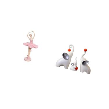 Imagem de Fenteer Escultura de Resina de Bailarina E Conjunto de Figuras de Família de Elefantes para Escritório, Sala de Estudo, Estante, Mesa, Sala de Estar,