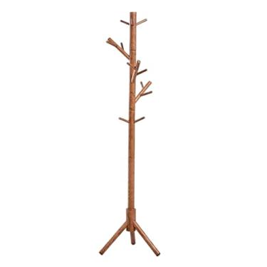 Imagem de Cabide de madeira para árvore de madeira suporte de casaco de entrada independente com ganchos e base de três pernas estável suporte de cabide de árvore (cor: uma cor, tamanho: 45 * 45 * 181 cm)