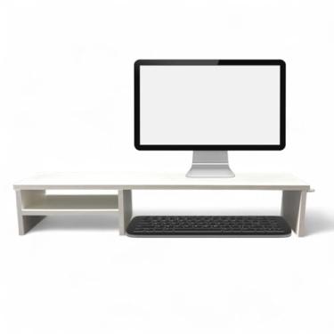 Imagem de Suporte Para Monitor Elevado Mesa Home Office Setup Gamer Organizador MDF 80cm (Branco)