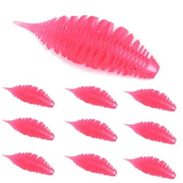 Imagem de 10 iscas de isca de natação macia, kit de iscas de pesca de plástico macio, iscas de natação com 5 cores, cauda de agulha pequena rosqueada para truta, tipo de peixe, robalo, vermelho e água doce