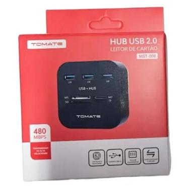 Imagem de Hub USB 2.0 com 3 Portas e Leitor de Cartão de Memória 480Mbps MST-008