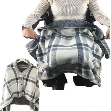 Imagem de Cobertor de colo de trabalho, cobertor de cadeira de rodas espesso para adultos com botões macio super quente capa aconchegante para pacientes, idosos, clima frio