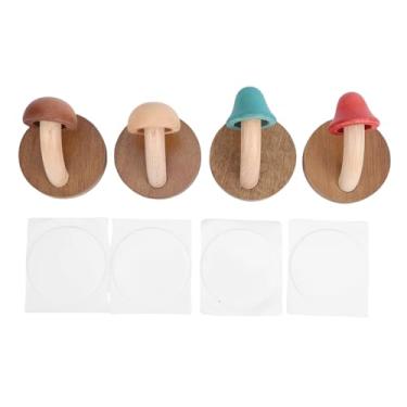 Imagem de AUNMAS Ganchos de Casaco de Cogumelo, 4 Pçs de Madeira Montado na Parede Cabides de Toalha Decoração Ganchos de Toalha para Pendurar Chapéus Cachecóis Sacos Chaves (Adesivo)