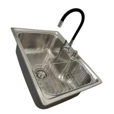 Imagem de Kit Cuba Gourmet para Cozinha Aço Inox 201 + Torneira + Acessórios