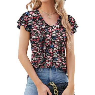 Imagem de Blusas LOMON de manga esvoaçante para mulheres com babados, folgada e 