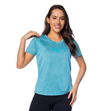 Imagem de Camiseta Feminina Mizuno Spark Corrida Azul Mescla/Verde, Azul, M