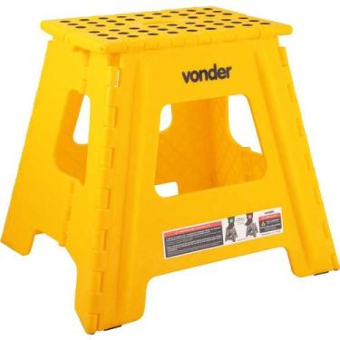 Imagem de Banqueta Plástica Dobrável Amarela Altura 360mm Vonder