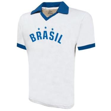 Imagem de Camisa Liga Retrô Brasil Branco Estrelas 10, Branco, Azul royal, GG