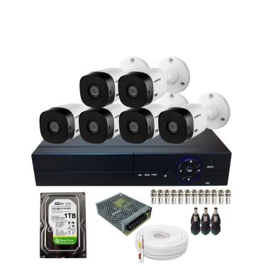 Imagem de Kit CFTV 6 Câmeras Segurança Intelbras Vhd 1220b Full Hd 2mp Dvr 08 Canais Com Hd 1Tb No Dvr