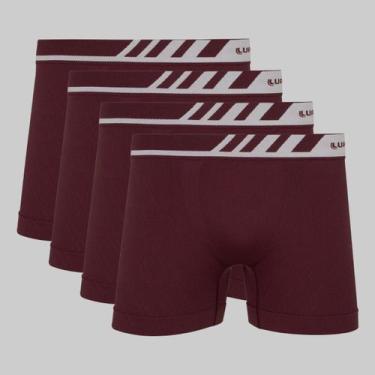 Imagem de Kit 4 Cuecas Lupo Boxer Microfibra Sem Costura 00671, Vinho, G