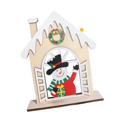Imagem de Bothyi Decoração de mesa de Natal, enfeite de madeira, suprimentos para festa, placa de mesa, placa gravada, casa para lareira, prateleiras, fazenda, Boneco de Neve