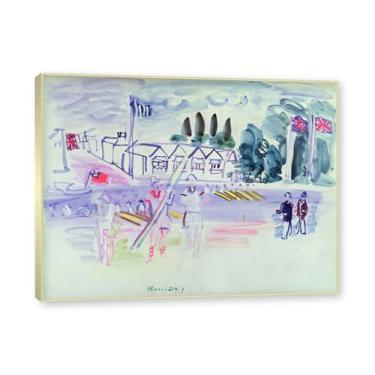 Imagem de NHLDZYH Moldura champanhe. Folhas impressionistas, (Regata 4) de Raoul Dufy, reprodução de quadros, quadros de pinturas famosas, imagem murais quartos. 60x80cm