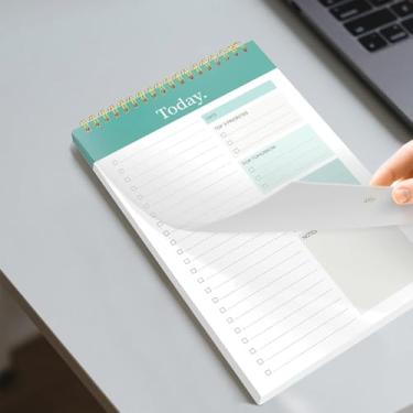 Imagem de Bloco de notas para fazer agenda diária bloco de notas B5 espiral com agenda organizadora lista de tarefas para escritório em casa (verde escuro, 26,2 x 16,5 cm)
