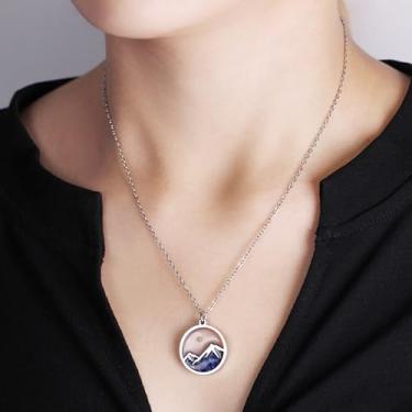 Imagem de Colar com pingente de semente de mostarda para homens e mulheres - Colar de fé religiosa de pedra natural banhado a platina design de montanha redonda para BFF Joias religiosas YA5071, adjustable, Aço